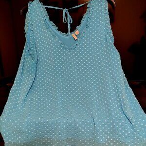 Cato swiss dot blue womens size large top.
